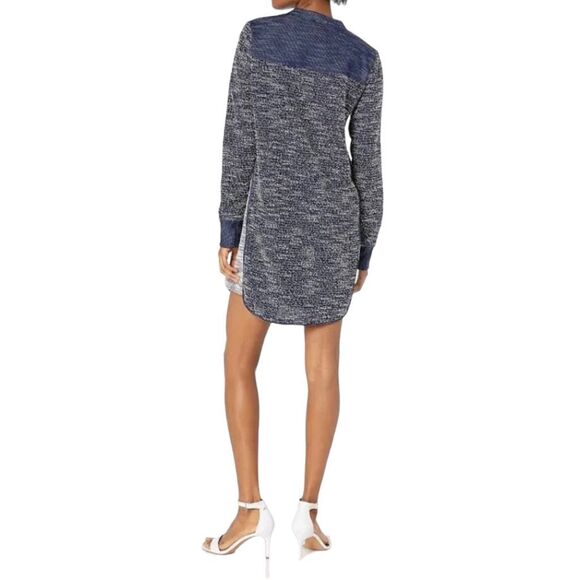 BCBGeneration Colorblock Women Dark Navy White 3d Textured Knit Sweater Dress S - Picture 5 of 13